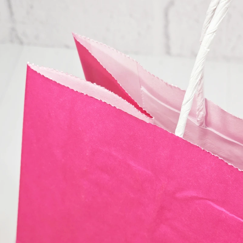 товар Бумажный крафт пакет с кручеными ручками, розовый, 260*150*350 мм, 80 г/м2 PKPK026